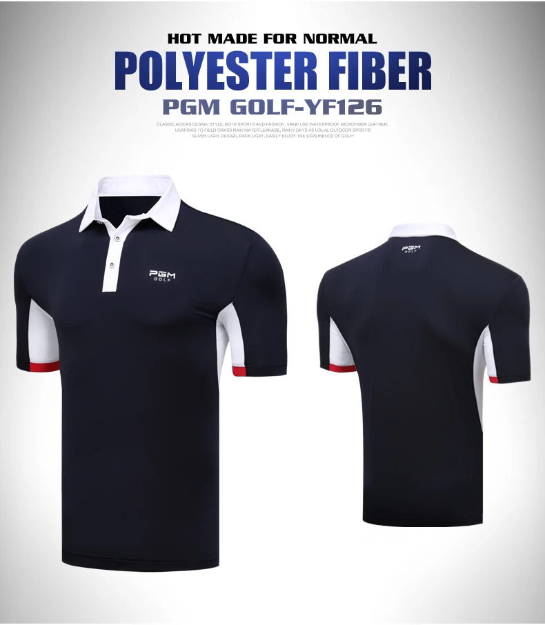 PGM Golf Мужская футболка, мужские топы с коротким рукавом, одежда для гольфа, летняя спортивная футболка поло, дышащая молочная шелковая сетка