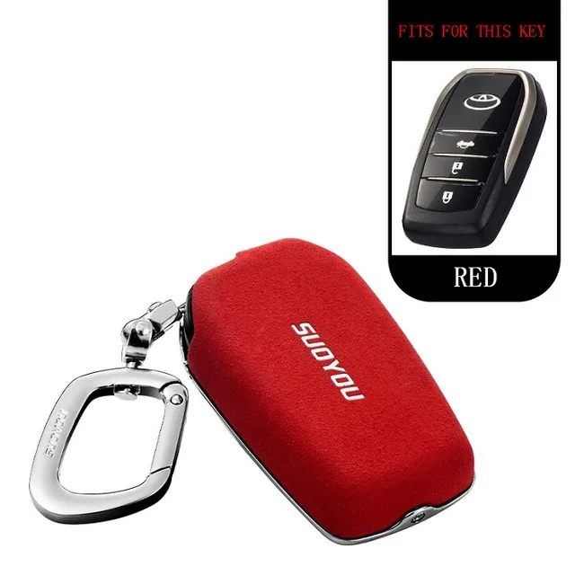Замши с подкладкой из меха для автомобиля в виде ракушки keycase крышка/ключ держатель для Toyota Land Prado Corolla RAV4 Crown Reiz Highlander аксессуары брелок - Название цвета: A-red