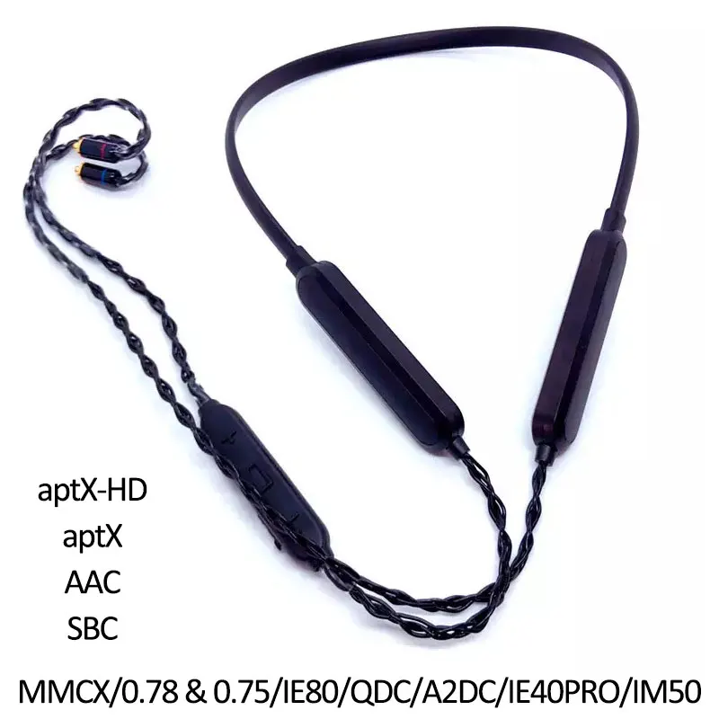Шейный аудио кабель для MMCX 0 78 75 мм 2Pin SE215 SE535 ZST IE80S QDC A2DC шнур 500 мА/ч Bluetooth5.0 HiFi