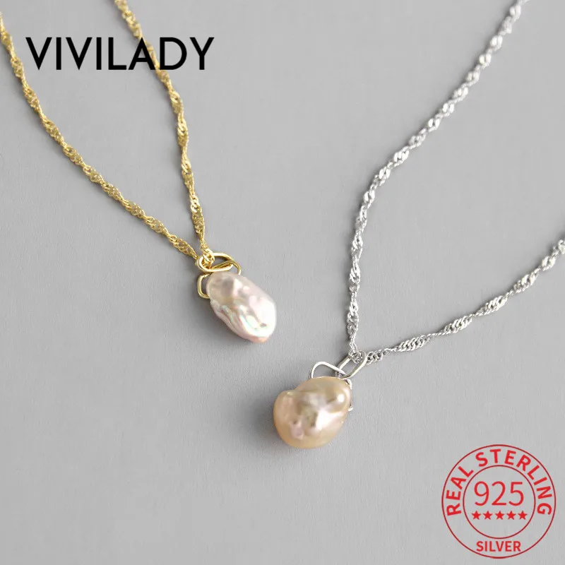 VIVIADY, 925 пробы, серебро, натуральный барочный жемчуг, Висячие Женские Подвески, ожерелье, шикарное, Трендовое, волнистая вода, ключицы, Женские Ювелирные изделия