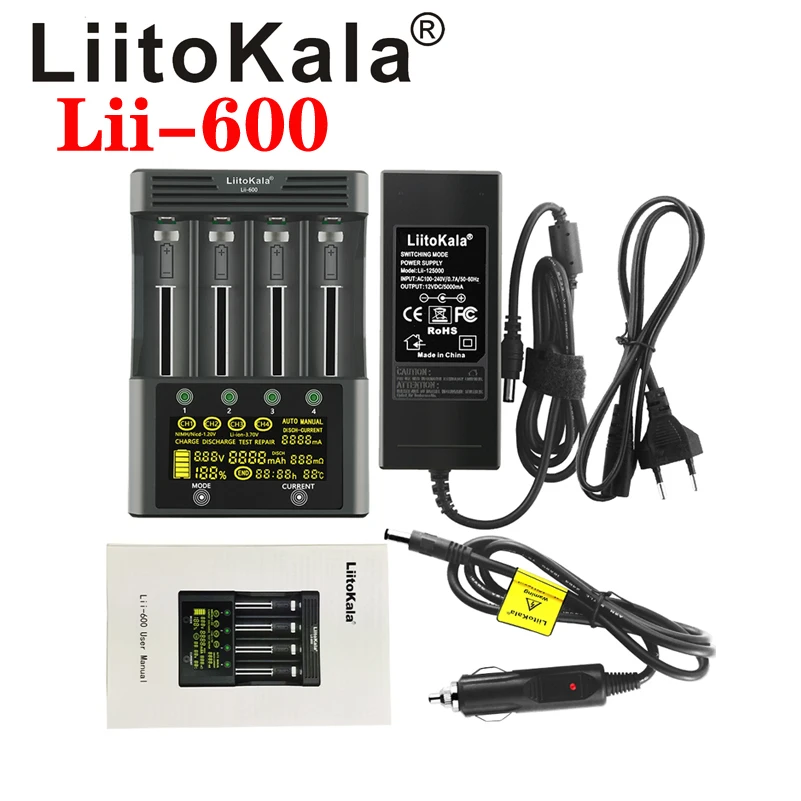 Liitokala lii-600 lii-500 lii-500S LCD 3.7V 1.2V 18650 26650 21700 Battery Charger Test the battery capacity Touch control battery charger