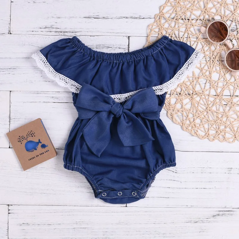 

Newborn Baby Girls Bodysuit Clothes Denim Princess Solid Bodysuit Sunsuit Clothing Party Baby Clothes Jumpsuit Daddy Gift 0-2Y