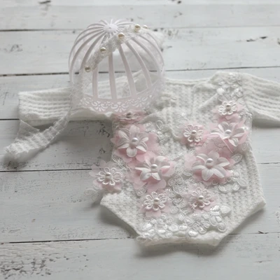 1 Headband 1 romper Аксессуары для фотостудии, платья для новорожденных, реквизит для фотосессии, Рождественский наряд для девочек, одежда с цветочным рисунком - Цвет: 1 Headband 1 romper