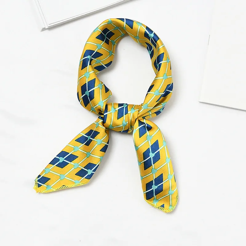 50 см дизайн роскошный бренд леопардовый шарф с принтом для женщин саржевый шелковый шарф небольшие Квадратные платки повязка для головы хиджаб носовой платок - Цвет: yellow bottom