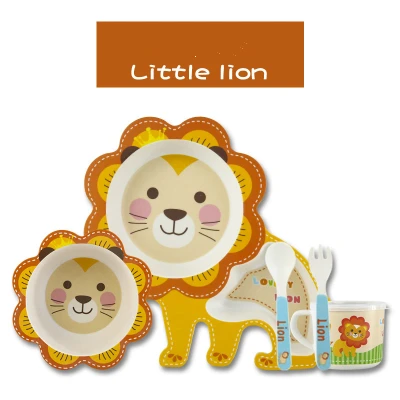 New Lion 5 шт./компл. eco-friendly детское нижнее белье из бамбукового волокна плиты миски для еды набор посуды детский пластины мультфильм кормушки разделительная пластина - Цвет: New Lion