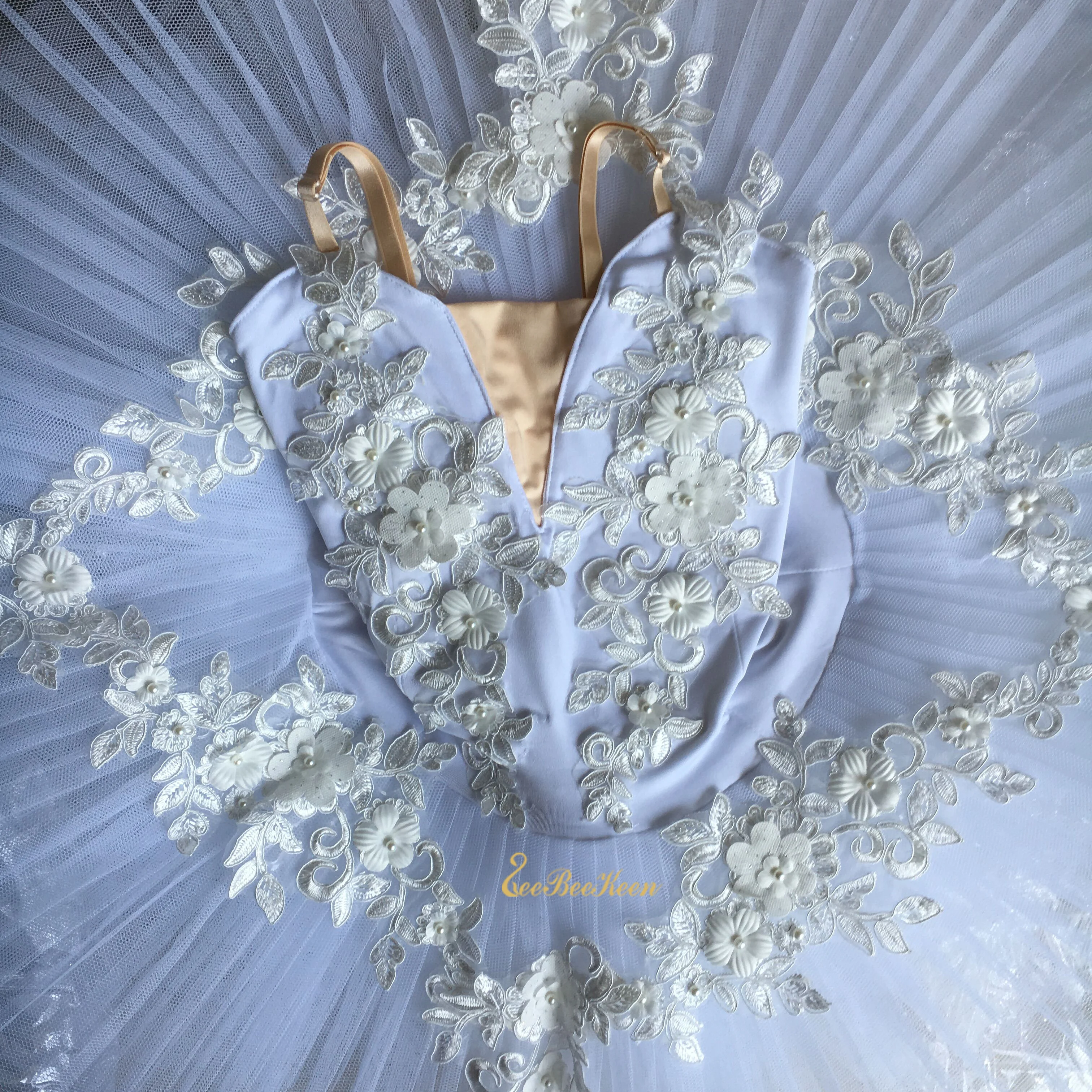 

Women White Swan Lake Flower Ballet Dress Girls Ballet Tutu Dance Dress Bailarina Stage Performance Costume Adult Dancewear