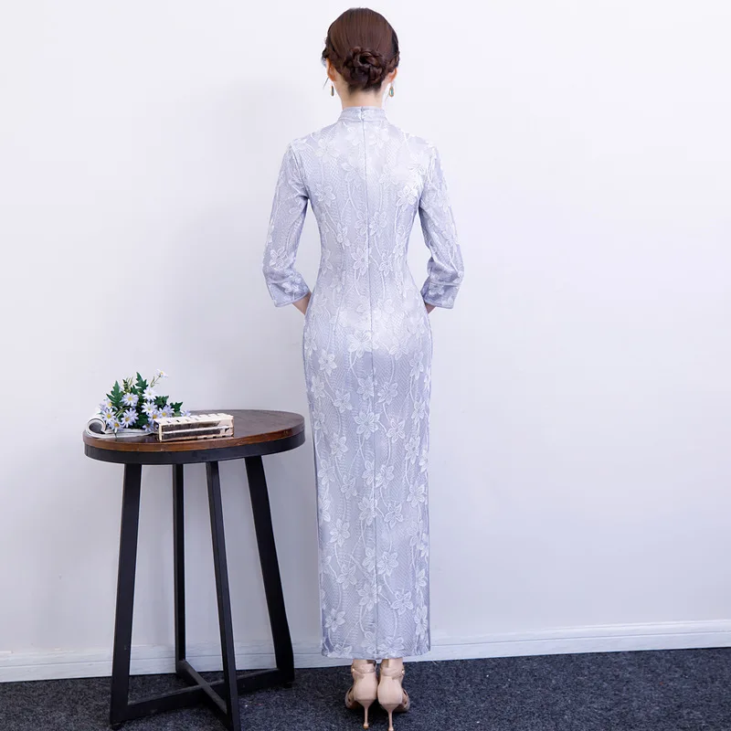 Китайское традиционное старое шанхайское кружевное платье cheongsam, плюс размер, 5XL, женское Новое улучшенное повседневное длинное кружевное платье для девочек в стиле ретро, китайский стиль