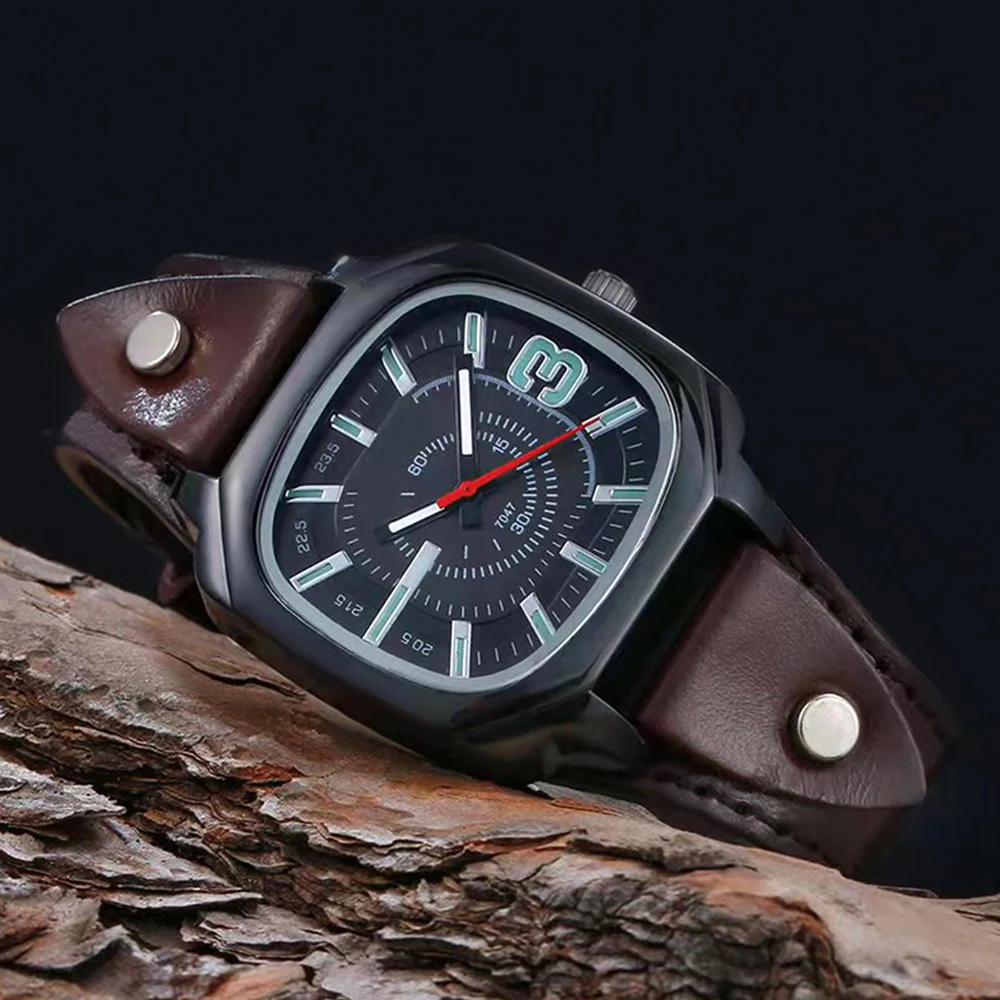 Shsby Cowhide Leather Strap Watch Women Dress Wristwatch Female Square Quartz Watch Men's Sports Watch Casual Couple Watch