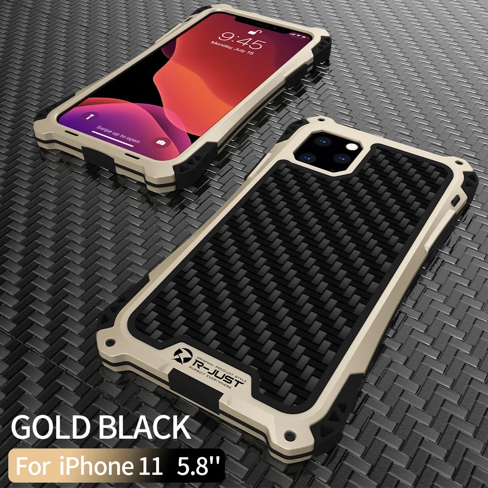 gold Black Роскошный металлический корпус чехол для iPhone 11 11 Pro MAX XS XR Алюминиевая Рамка Жесткий 3D защитный чехол для iPhone 8 7 Plus бронированный чехол - Цвет: gold Black