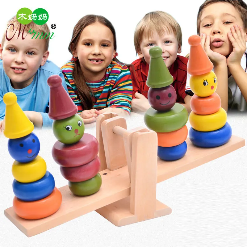 

Color wooden clown balance children creative toys children's circle stacking blocks early education educational toys