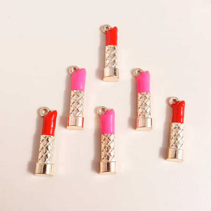 10pcs 33*9mm Creative Lipstick Charms For Jewelry Making Women Girls