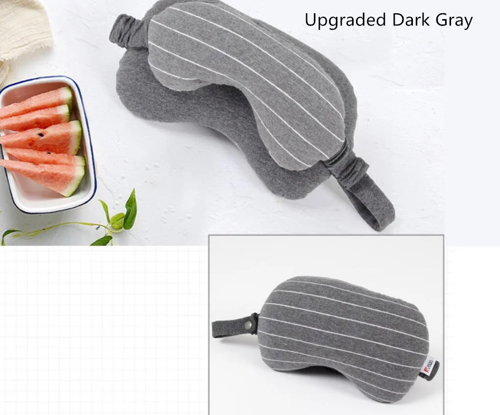 Multi-Function Business Travel Neck Pillow& Eye Mask& Storage Bag with Handle Portable 70g Size 13*14*24cm Comfortable - Цвет: Upgraded Dark Gray
