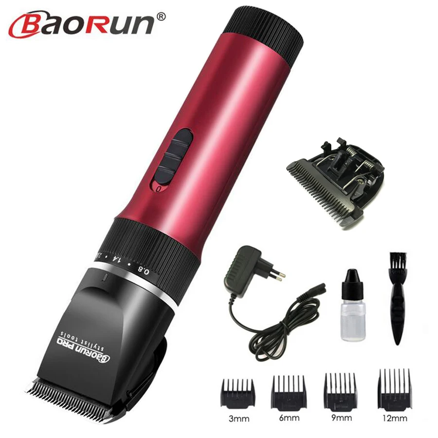 red add 1pc blade BAORUN X7 X6 профессиональная машинка для стрижки волос перезаряжаемая машинка для стрижки волос Беспроводная Машинка для стрижки волос для салона 2000ма батарея - Цвет: red add 1pc blade