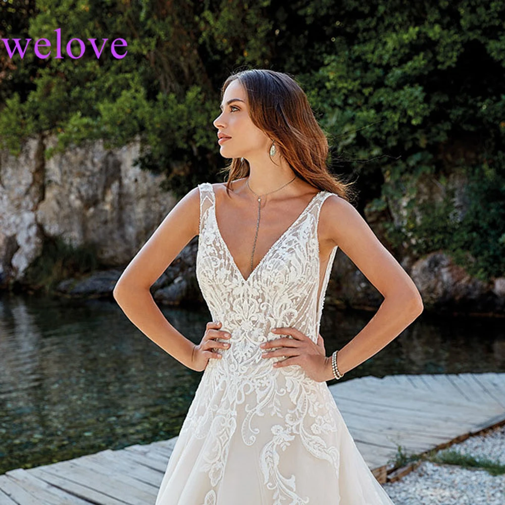 Robe de mariee Новое поступление новое летнее пляжное свадебное платье с бретелями белое свадебное платье с открытой спиной es Vestige De Noiva