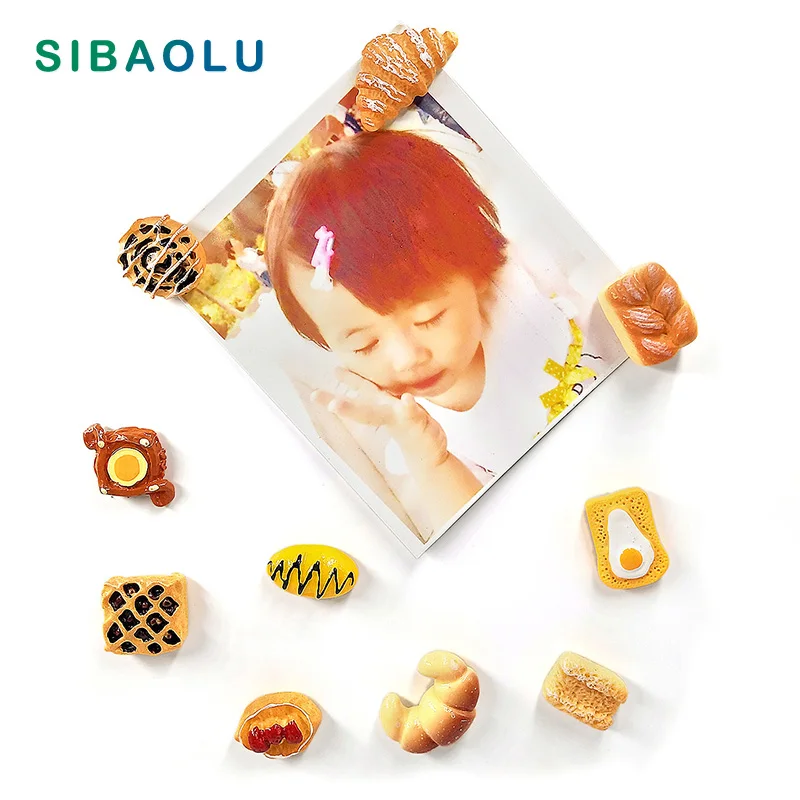 

DIY Bread Resin fridge magnets creative cartoon souvenir refrigerators magnetic Message Sticker home decor kitchen accessories