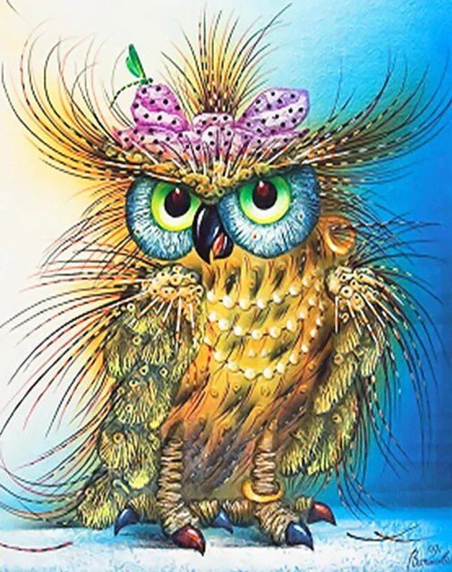 EverShine Diamond Mosaic Full Square Owl Rhinestones Art Animal Diamond Painting Cartoon Cross Stitch Decoration For Home 