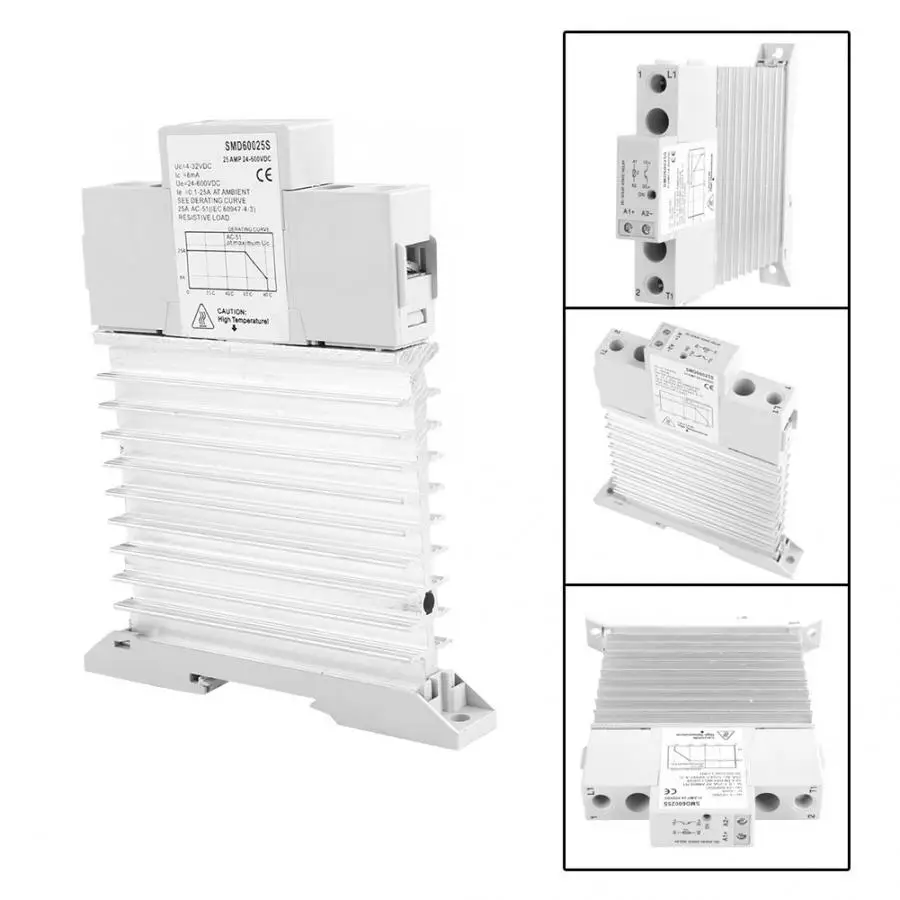 SMD60025S твердотельное реле постоянного тока 24 В Однофазное din-рейку твердотельное реле с теплоотвода реле с самоблокировкой