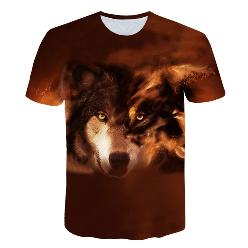 Новейшая забавная футболка с 3D принтом волка с животными летние топы с короткими рукавами для мальчиков, футболка детская модная футболка детские топы