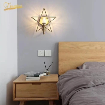 

Postmodern Iron LED Wall Lamp Lighting Nordic Creative Star Shape Decoration Wall Lights Bedroom Bedside Aisle Living Room Lamps