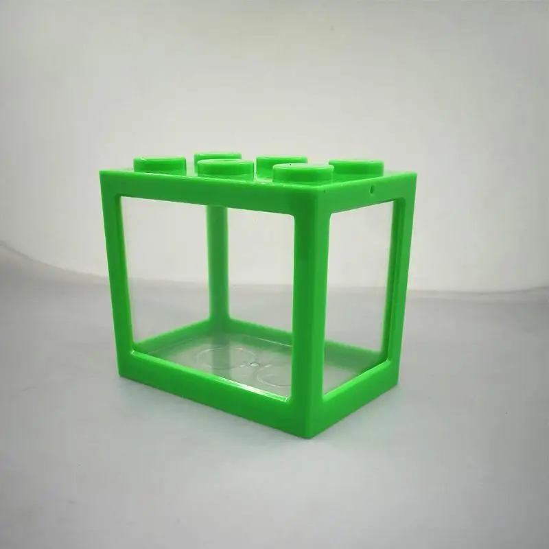 Green Desktop Mini Fish Tank Freedom Assembly Building Block Aquarium Fish Bowl Acrylic Water Tank Fish Decoration Accessories - Цвет: Green