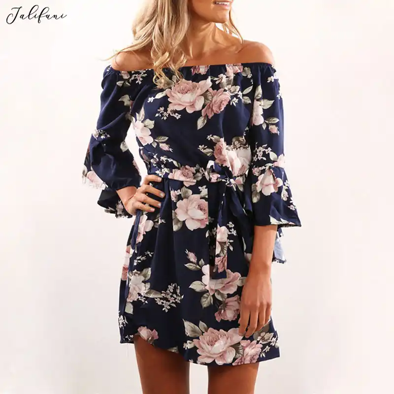 off the shoulder floral mini dress