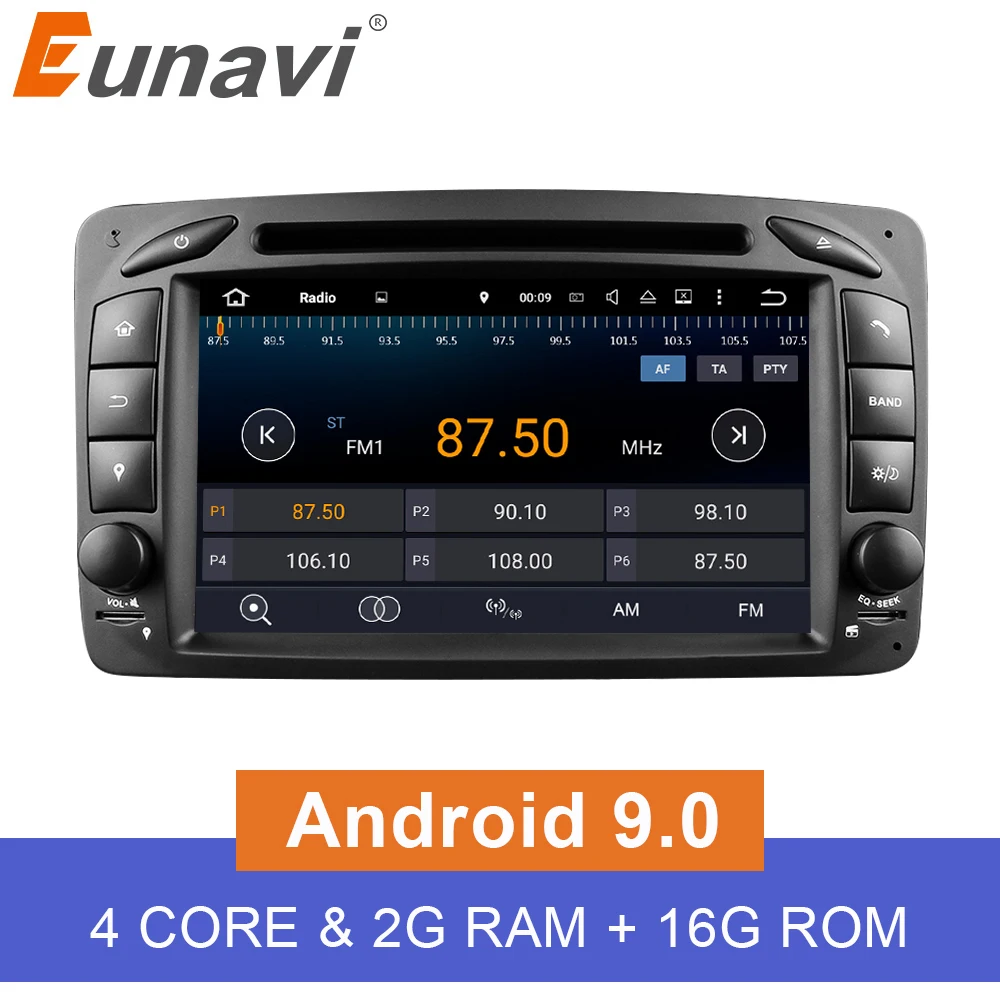Автомагнитола Eunavi 2 Din Android 9 0 автомобильный DVD плеер стерео gps навигатор для Benz W203