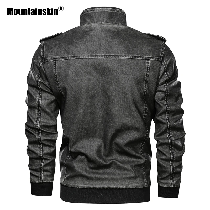 Mountainskin, новинка, кожаная мужская куртка, зима-осень, Мужская мотоциклетная куртка, ветрозащитная верхняя одежда, мужская брендовая одежда, L~ 6XL, SA789