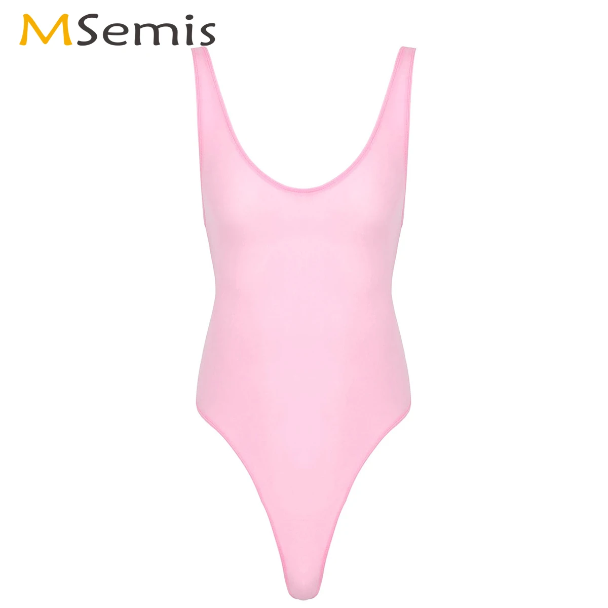 

Mens Gay One-piece Teddy Lingerie Sexy Deep U Neck Sleeveless Skinny Bodysuit Sissy Ultra-Thin High Cut Thong Leotard Nightwear