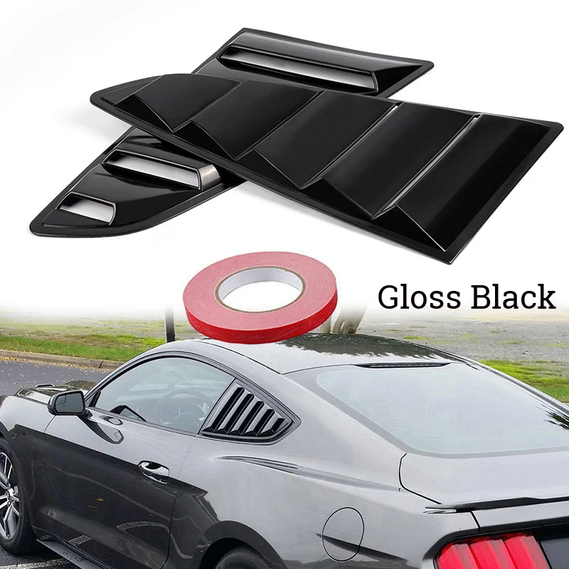 

For Ford Mustang 2015-2018 2Pcs Car Window 1/4 Scoop Louvers Cover Trim Black