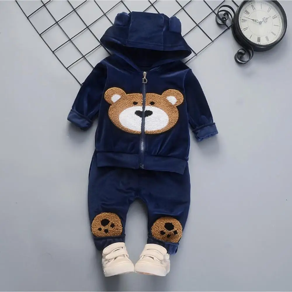 dark blue Осенне-зимний комплект одежды для девочек, спортивный костюм с длинными рукавами для детей, одежда с Минни Бархатный спортивный костюм для девочек, одежда для малышей костюм - Цвет: dark blue