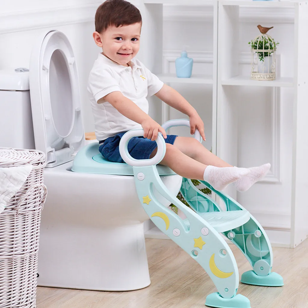 

Baby Child Potty Toilet Trainer Seat Step Stool Ladder Adjustable Training Chair Baby Toilet Seat Training Folding orinal Seat
