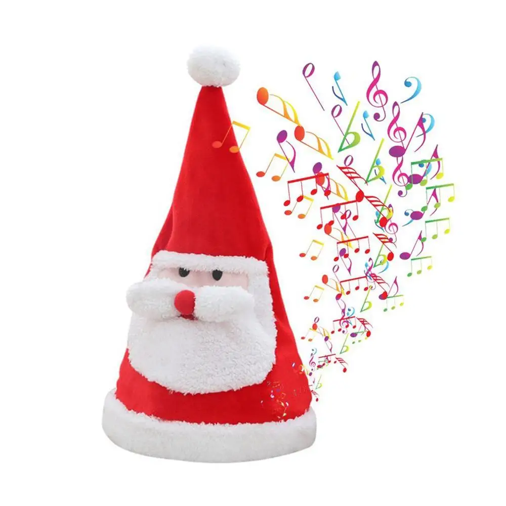 

Electric Singing Dancing Plush Santa Hat Christmas Hat Plush Toy with Colored Lights Swing Size Adjustable Christmas Hat