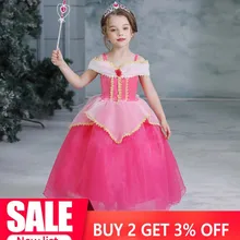 Платья принцесс «Спящая Красавица Аврора» с кристаллами, стразы, лиф, расшитый блестками, Снежная королева, платья на день рождения, детская одежда на Хэллоуин