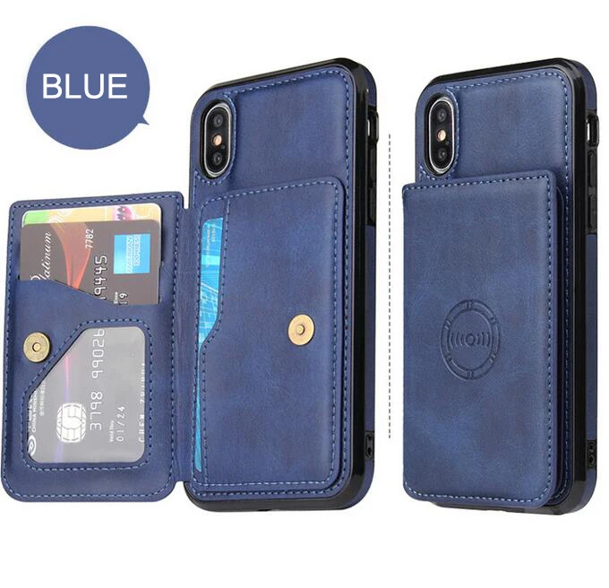 Blue Роскошный Магнитный кожаный чехол для iPhone 11 Pro XS Max XR X 7 8 6 6s Plus, Роскошный кошелек, флип-держатель для карт, чехол-подставка - Цвет: Blue
