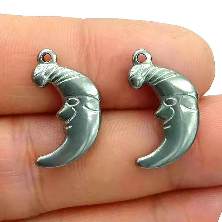 5PCs Stainless Steel Pendant Moon Shape Charms Findings For Trendy DIY Necklace/earring Jewelry Making Accessories | Украшения и