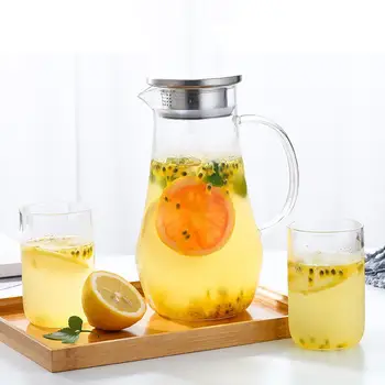 

1.4L Large Capacity Filter Flower Teapot Explosion-proof Heat-resistant Glass Kettle With Lid Handle Juice Pot Home For Home Off