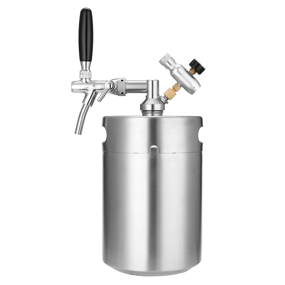 

2019 Stainless Steel Mini Beer Keg Stainless Steel Growler with Adjustable Tap and CO2 Injector German Beer Festival Wine Barrel