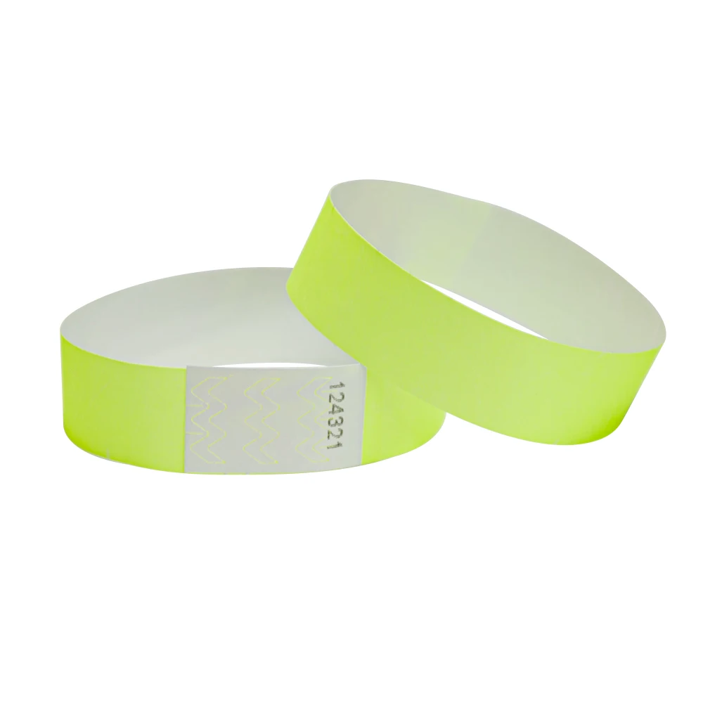 Neon Yellow Color 3/4 inch Tyvek Wristbands with Number Beautiful for Parties Events Identification 500 Pieces | Дом и сад