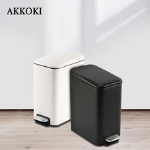5L Stainless Steel Trash Can Rectangular Foot Pedal Composting Recycling Waste Box Cleaning Garbage Rubbish Dustbin Paper Basket
