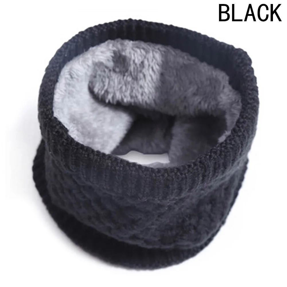 black Зимний шарф для детей, для детей, для мальчиков, шарф, уплотненная шерсть шарфы-снуды, шарф для девочек, хлопок, унисекс - Цвет: black