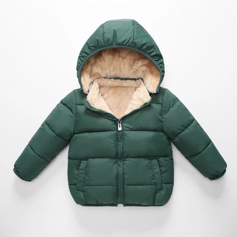 green Novely/Детские Зимние куртки г., новое однотонное пальто с капюшоном для мальчиков хлопковые детские парки теплая пуховая одежда для девочек, повседневная верхняя одежда - Цвет: green