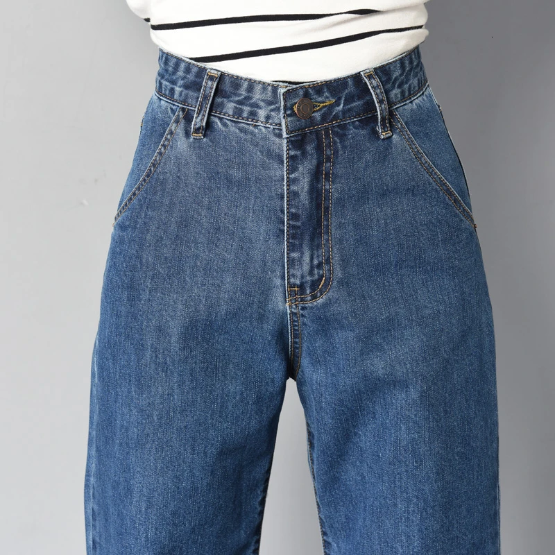 Повседневные корейские широкие брюки большого размера свободный пояс брюки тренд дикая Швабра 2019 Осенние Синие женские джинсы