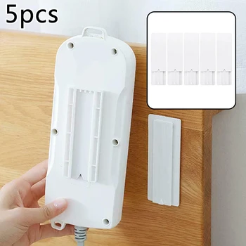 

5pcs PP + Acrylic Adhesive Self Stick Power Strip Holder Wall-Mounted Socket Cable Fixer Storage Rack