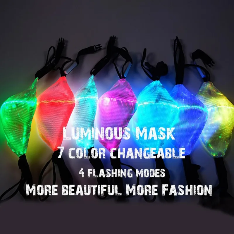 

Halloween LED Mask Anti Dust 7 Colors Changeable Luminous Mask With USB Charge Masks for Break Dance DJ Music Party Halloween