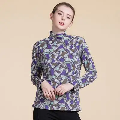 Чистая шерсть с высоким воротником шерстяная Женская куртка двойной шерстяной свитер большого размера с принтом вязаный свитер для женщин - Цвет: I