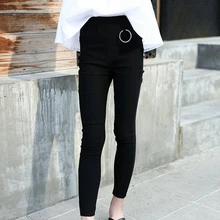 Для девочек черные леггинсы Модный корейский стиль узкие брюки для девочек узкие комплекты подростковой брюки, хлопковые штаны От 5 до 16 лет GL115