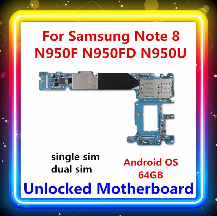 Разблокирована для samsung Galaxy Note 8 N950F N950FD N950U материнская плата note 8 материнская плата с одной/двумя sim-картами 64 Гб 128 ГБ с чипом Android