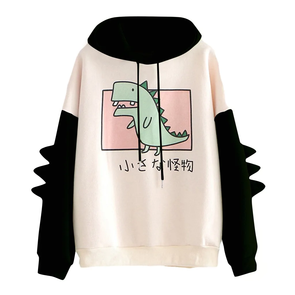 styling hoodies Dinosaur Oversized Cartoon Hoodie Women Fashion Sweatshirt Casual Print Korean Style Thicken Sweatshirt Winter dino hoodie Tops plain hoodies