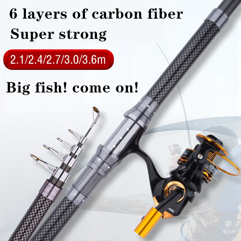 Super strong fishing rod set 2.1m 2.4m 2.7m 3m 3.6m Hard 6 layers of