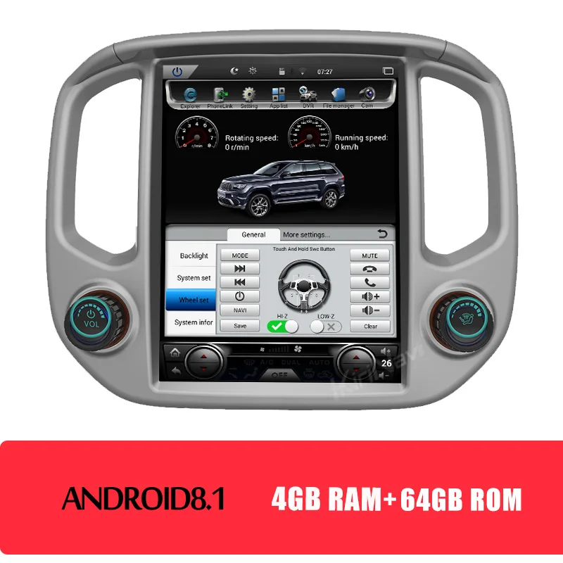 KiriNavi 12," вертикальный экран Tesla style 1 Din Android 8,1 Автомобильная магнитола для Chevrolet Colorado GMC Авто gps навигация автомобильный Dvd 4G - Цвет: android car radio